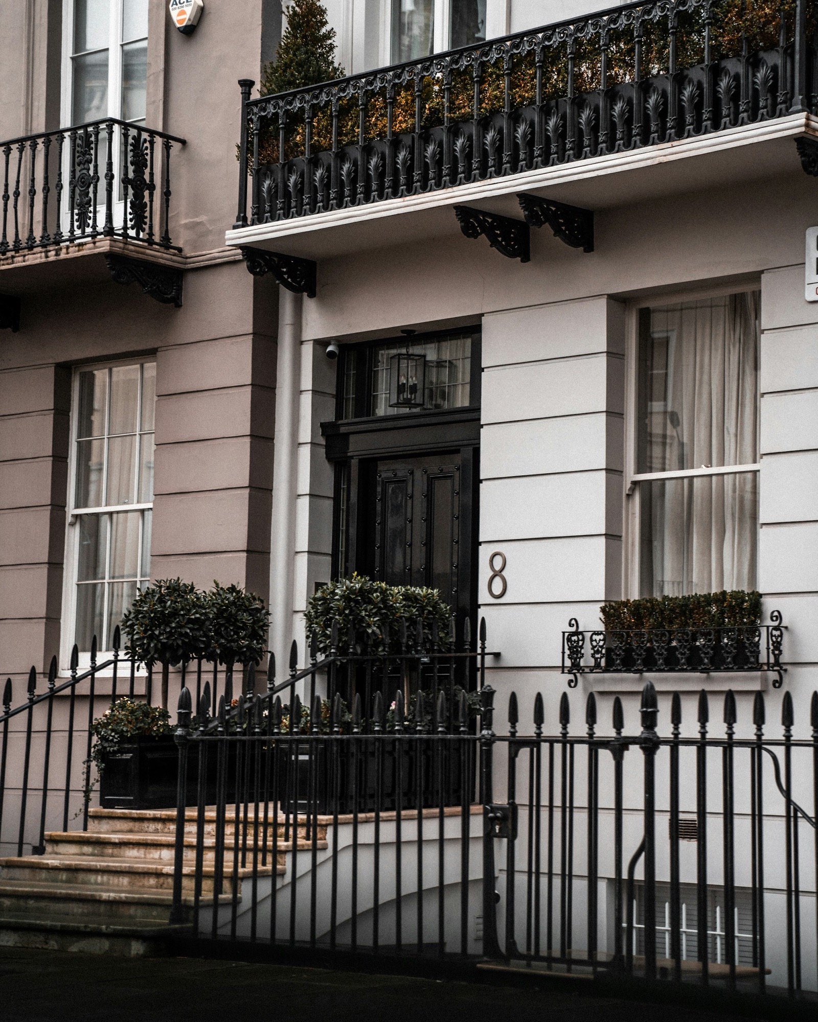 Terrace of period houses with separate entrances